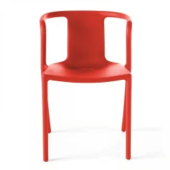 Lot de 4 chaises plastique rouge Oviala