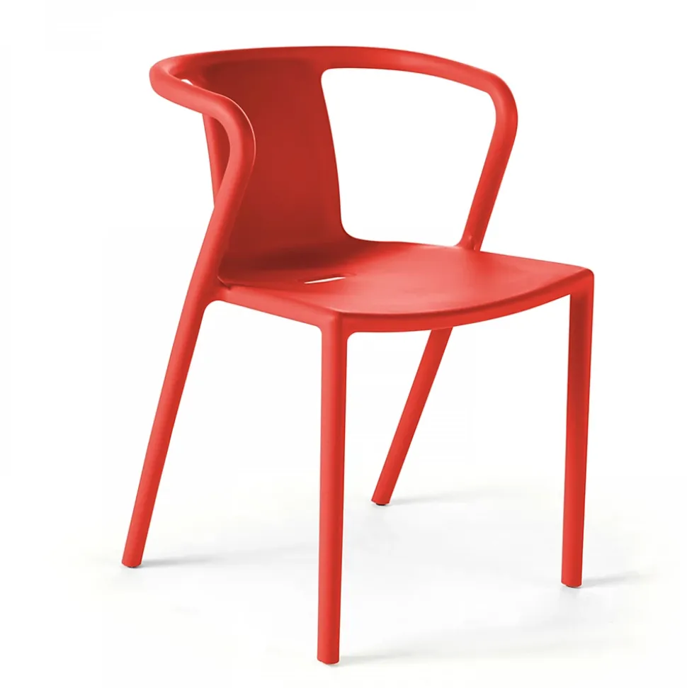 Lot de 4 chaises plastique rouge Oviala