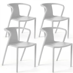 Lot de 4 chaises plastique blanc Oviala