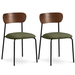 Lot de 2 chaises scandinaves OLIVIA velours côtelé kaki