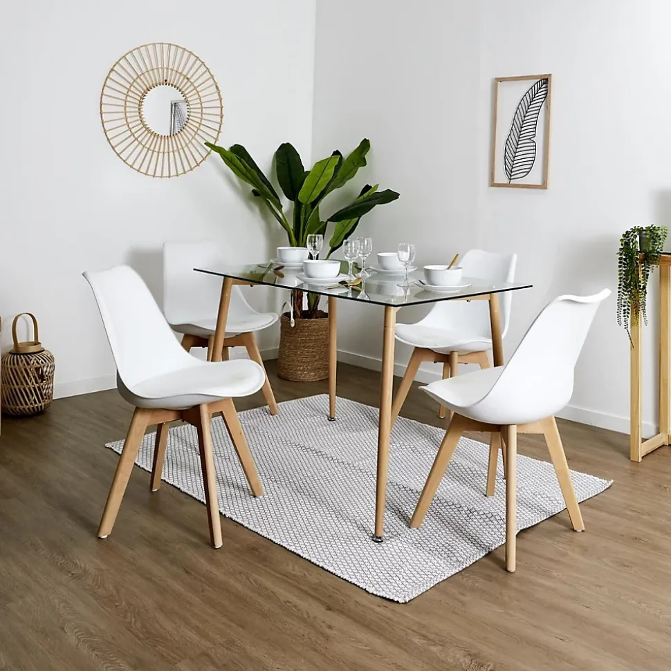 Lot de 4 Chaises Scandinave "Coquil" 81cm Blanc