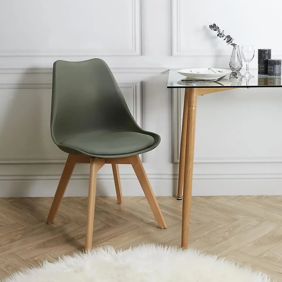 Lot de 4 Chaises Scandinave "Skansen" 81cm Kaki