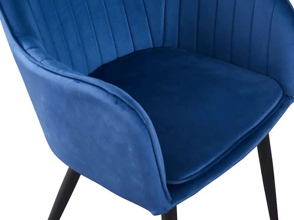 Lot de 2 chaises "Velma" en velours avec accoudoirs Bleu