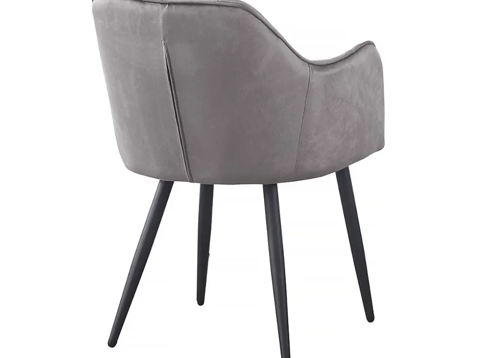 Lot de 2 chaises "Velma" en velours avec accoudoirs Gris