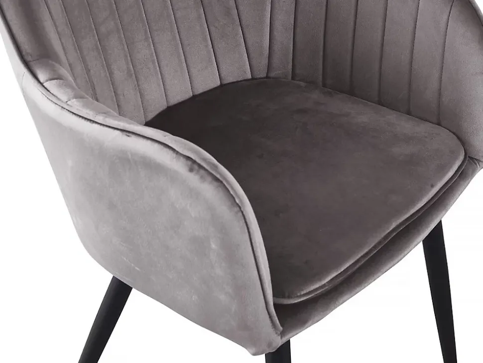 Lot de 2 chaises "Velma" en velours avec accoudoirs Gris