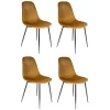 Lot de 4 Chaises Velours "Giulia" 85cm Moutarde