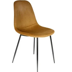 Lot de 4 Chaises Velours "Giulia" 85cm Moutarde