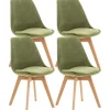 Lot de 4 Chaises Vintage - LinCHAVORNAY Velours Vert Clair - Bois et Simili - Salle à manger