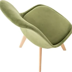 Lot de 4 Chaises Vintage - LinCHAVORNAY Velours Vert Clair - Bois et Simili - Salle à manger