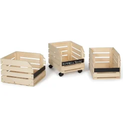 Lot de 3 clayettes en bois empilables pour fruits et légumes