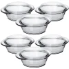 Lot de 6 cocotte ronde avec couvercle, casserole avec poignées en verre 2.3 L - Longueur 26 x Profondeur 20.2 x Hauteur 10.9 cm