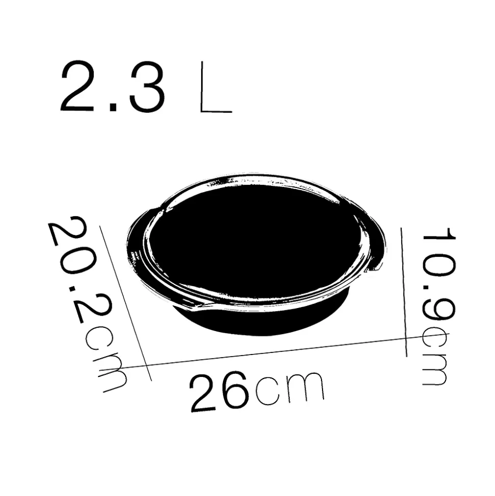 Lot de 6 cocotte ronde avec couvercle, casserole avec poignées en verre 2.3 L - Longueur 26 x Profondeur 20.2 x Hauteur 10.9 cm