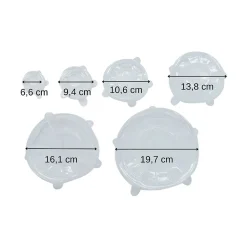Lot de 6 couvercles de conservation en silicone étirable de 6 à 20 cm Fackelmann Basic