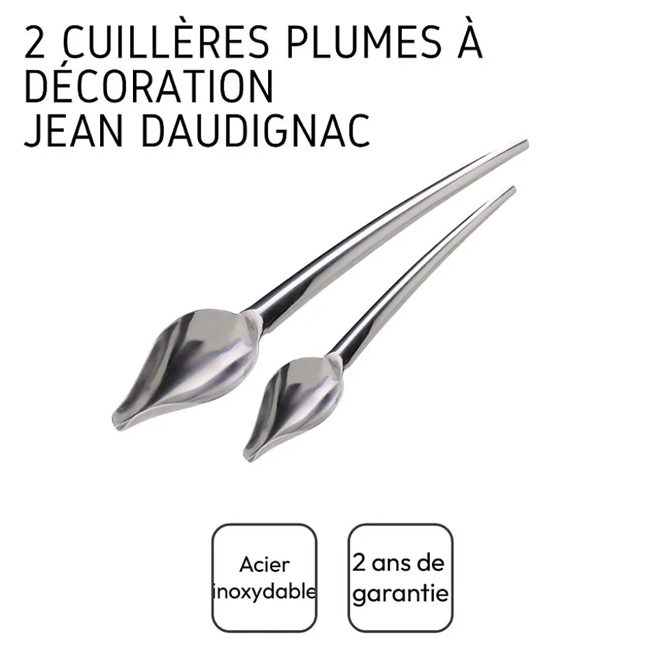 Lot de 2 cuillères plumes à décoration pâtissière Jean Daudignac
