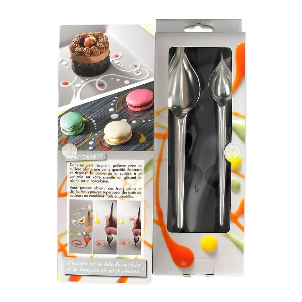 Lot de 2 cuillères plumes à décoration pâtissière Jean Daudignac