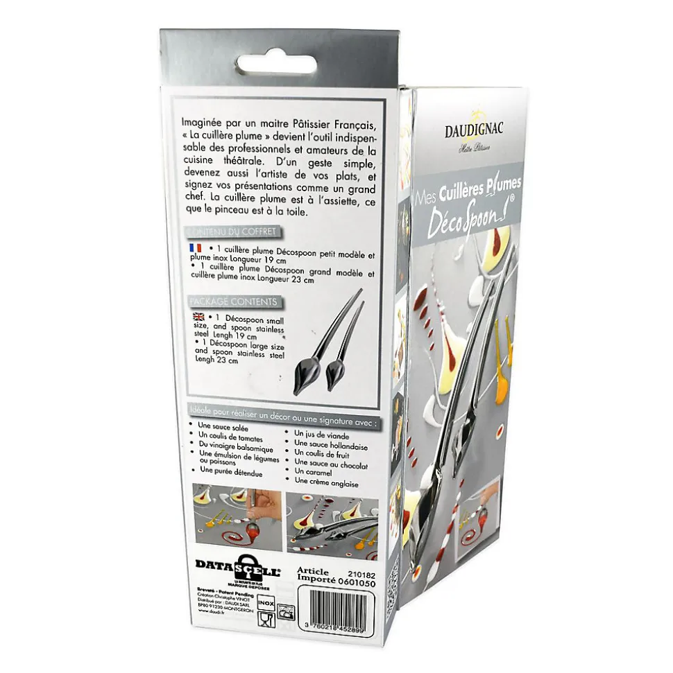 Lot de 2 cuillères plumes à décoration pâtissière Jean Daudignac