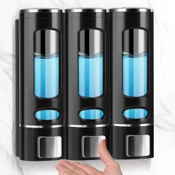 Lot de 3 distributeurs de savon mural - 400 ml - Noir - Distributeur de savon - Distributeur de liquide vaisselle