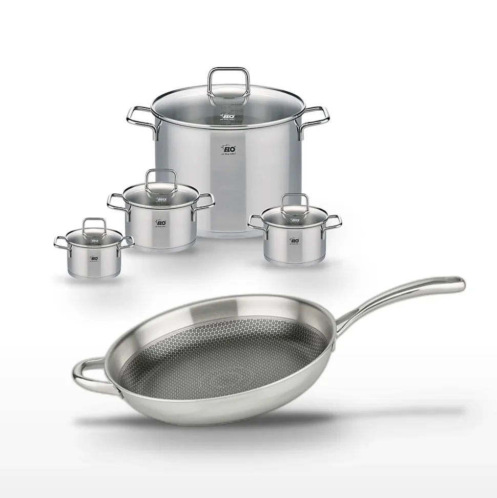 Lot de 4 Faitouts Elo Relief Evolution et 1 Poêle 32cm