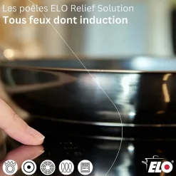 Lot de 4 Faitouts et 2 Poêles Elo Relief Solution en Acier Inoxydable