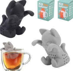 Lot de 2 infuseurs à thé chat 3D en silicone