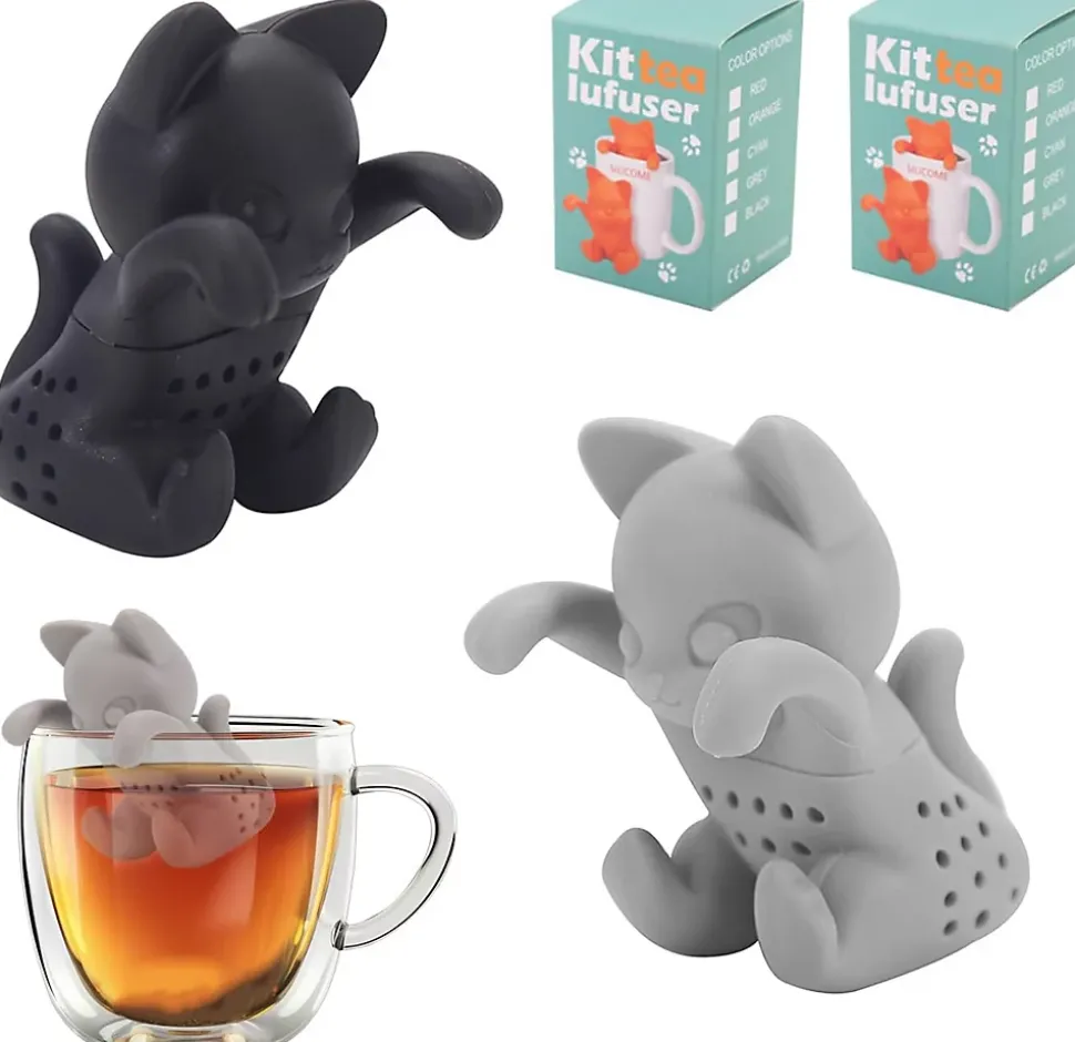Lot de 2 infuseurs à thé chat 3D en silicone