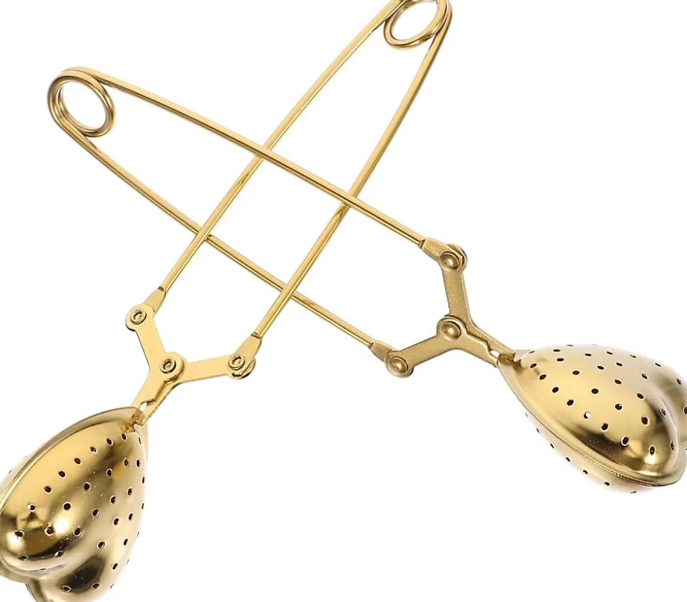 Lot de 2 Infuseurs à Thé Cœur Dorés avec Poignée