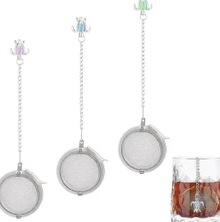 Lot de 3 infuseurs à thé en acier inoxydable avec pendentifs tortue