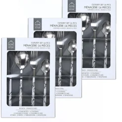 Lot de 3 Ménagères manche effet marbre 48 couverts