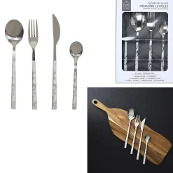 Lot de 3 Ménagères manche effet marbre 48 couverts