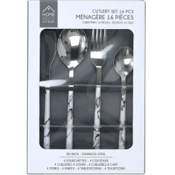 Lot de 3 Ménagères manche effet marbre 48 couverts