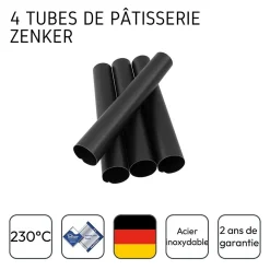 Lot de 4 moules à gâteau en tube 13 x 2,5 cm Zenker