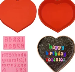 Lot de 4 moules à gâteau en silicone antiadhésifs en forme de cœur