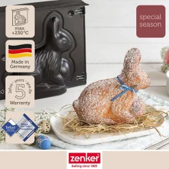 Lot de 2 moules à gâteaux 3D en forme de lapin de Pâques 600 ml Zenker Pâques