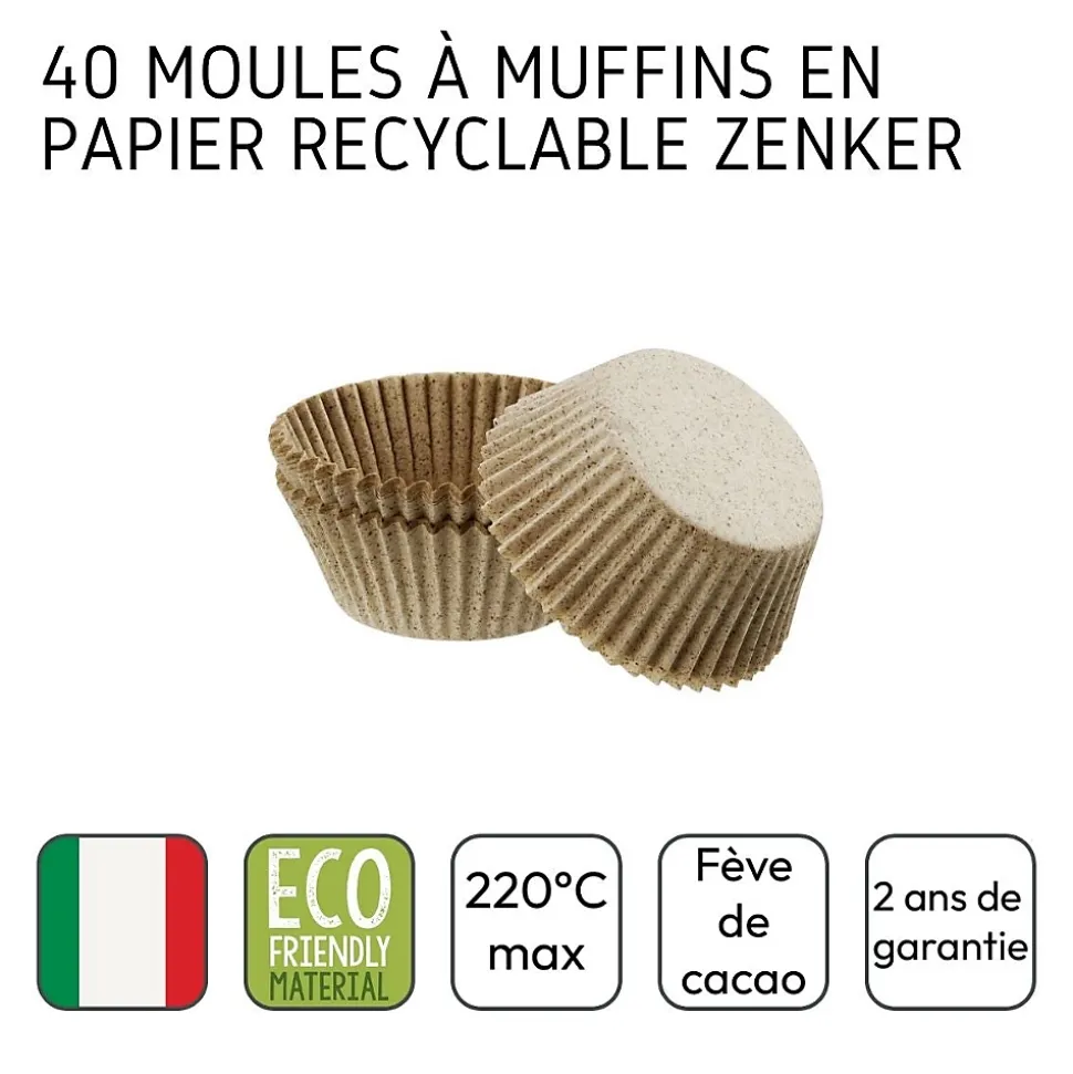 Lot de 40 moules à muffins en papier 7 cm Zenker Smart Pastry