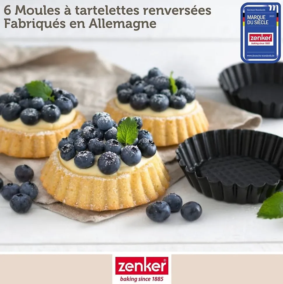 Lot de 6 moules à tartelettes 10 cm Zenker Black Metallic