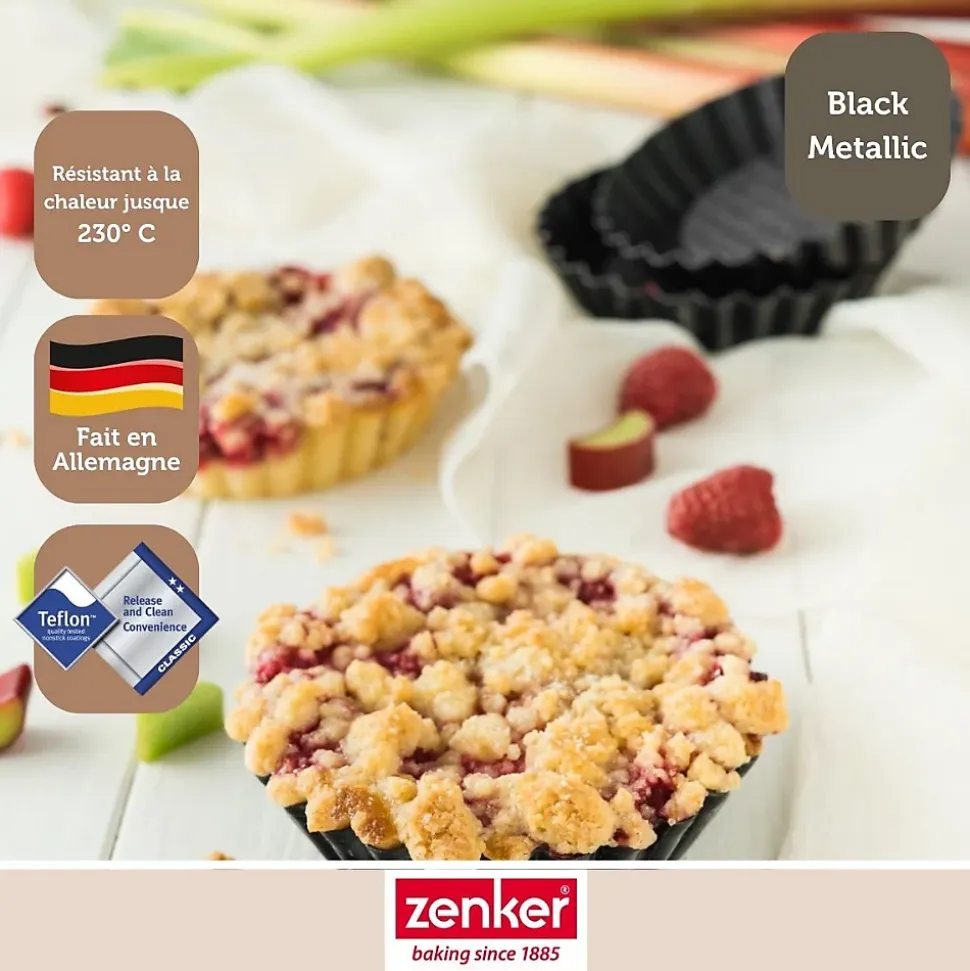 Lot de 6 moules à tartelettes 10 cm Zenker Black Metallic