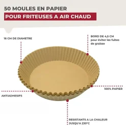 Lot de 300 Moules en papier air fryer ronds 16 cm Fackelmann
