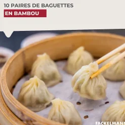 Lot de 10 paires de baguettes de 23cm en bambou Fackelmann Asia Line