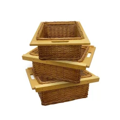 Lot de 3 Paniers Coulissants en Osier 500 mm