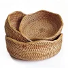 Lot de 3 paniers ronds en rotin artisanal