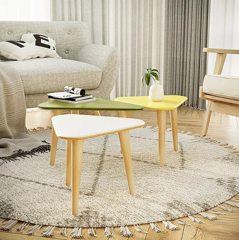 Lot de 2 pieds coniques DECO-GEM pour table basse en bois, hêtre vernis, à visser, H.30 cm