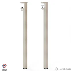 Lot de 2 pieds cylindriques DECO-GEM pour table mange debout en acier époxy champagne à vis-étau, H.90 cm