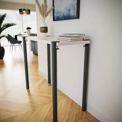 Lot de 2 pieds cylindriques DECO-GEM pour table mange debout en acier époxy champagne à vis-étau, H.90 cm