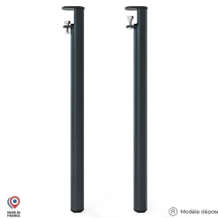 Lot de 2 pieds cylindriques DECO-GEM pour table mange debout en acier époxy noir à vis-étau, H.90 cm