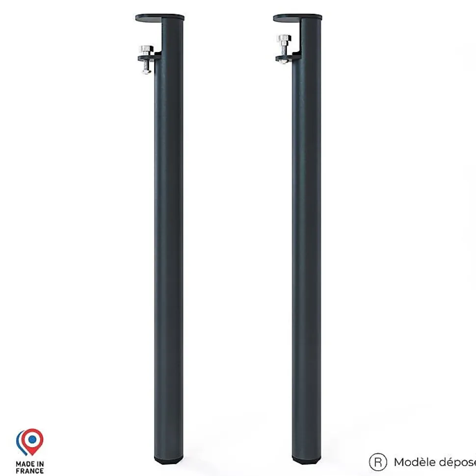 Lot de 2 pieds cylindriques DECO-GEM pour table mange debout en acier époxy noir à vis-étau, H.90 cm