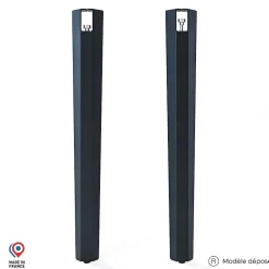 Lot de 2 pieds d'angle DECO-GEM pour table mange debout en acier finition époxy noir à vis-étau, H.90 cm