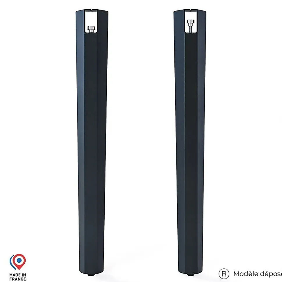 Lot de 2 pieds d'angle DECO-GEM pour table mange debout en acier finition époxy noir à vis-étau, H.90 cm