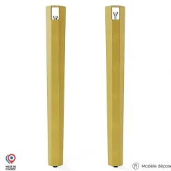 Lot de 2 pieds d'angle DECO-GEM pour table mange debout en acier finition époxy doré à vis-étau, H.90 cm