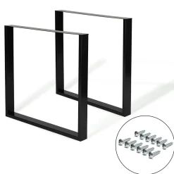 Lot de 2 pieds de table carrés 78x71 cm noir design industriel