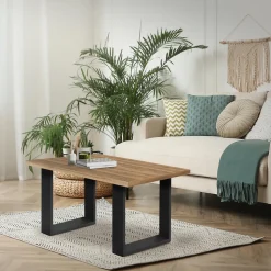 Lot de 2 pieds de table ECD Germany forme rectangulaire 30x43 cm noir acier revêtu par poudre